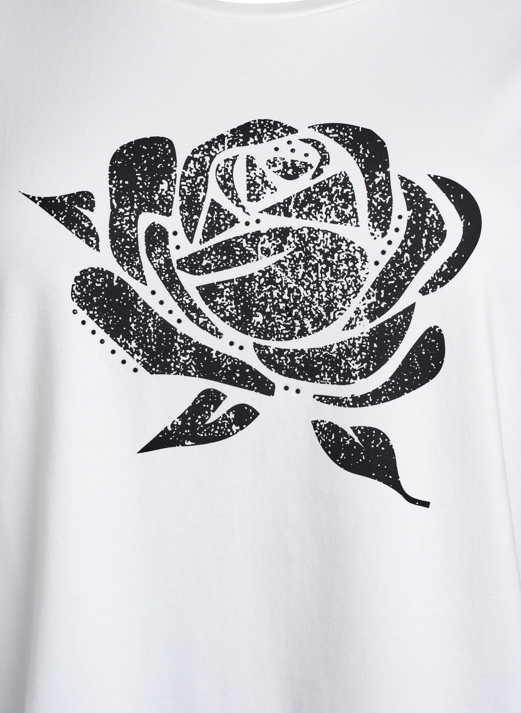 Zizzi T-shirt in biologisch katoen met bloemenprint, B. White w. Rose, Packshot image number 2