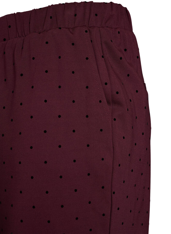 Gespikkelde broek met een high waist en straight-fit pijpen, Rood, Packshot image number 2