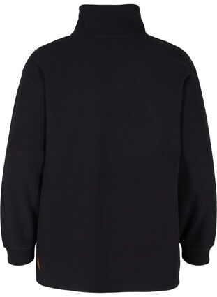 Sweater van fleece met hoge hals en ritssluiting, Black, Packshot image number 1