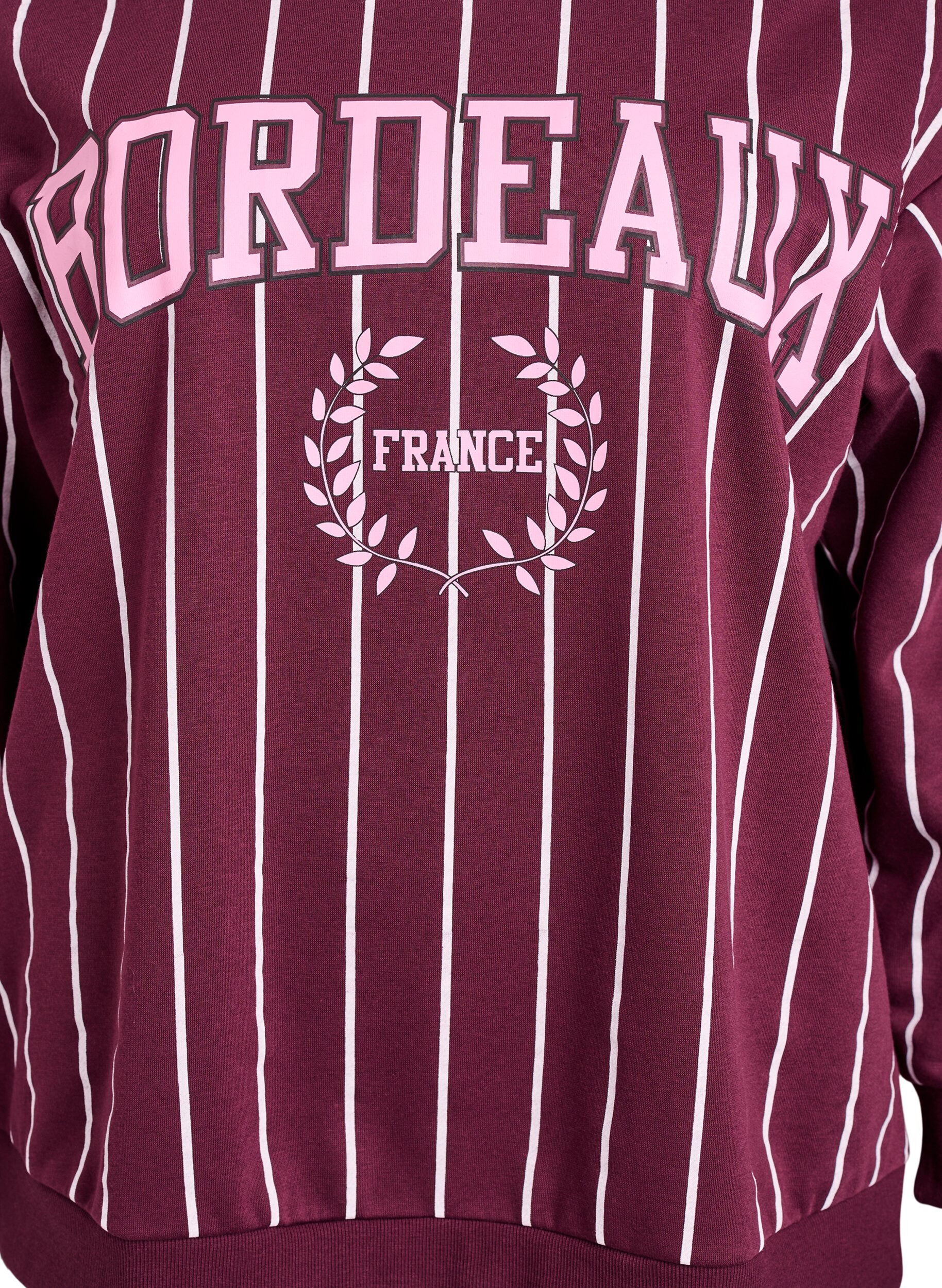 Zizzi Sweatshirt met strepen en tekstprint, Rood, Packshot image number 2