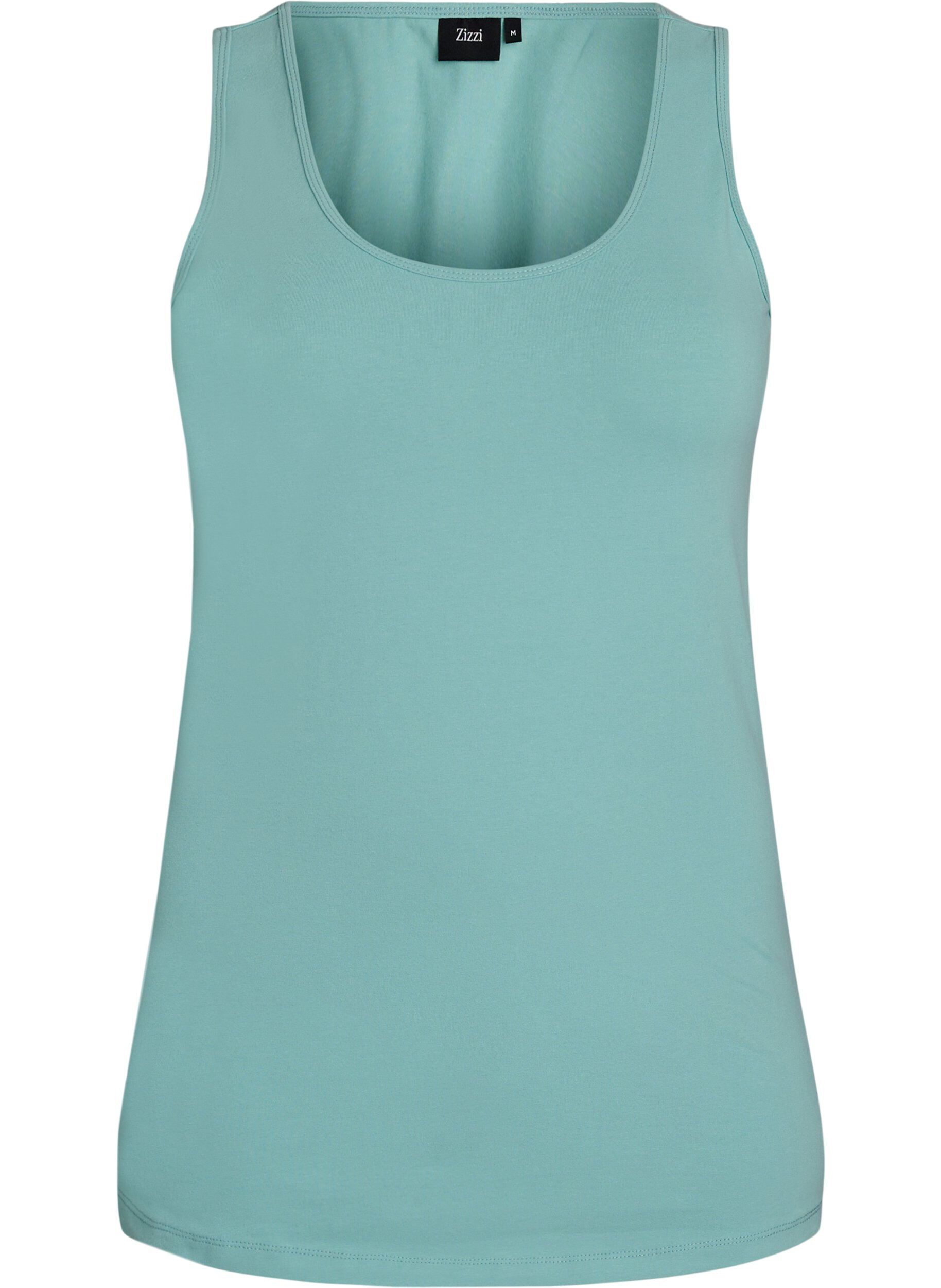 Zizzi Effen basic top in katoen, Groen, Packshot image number 0