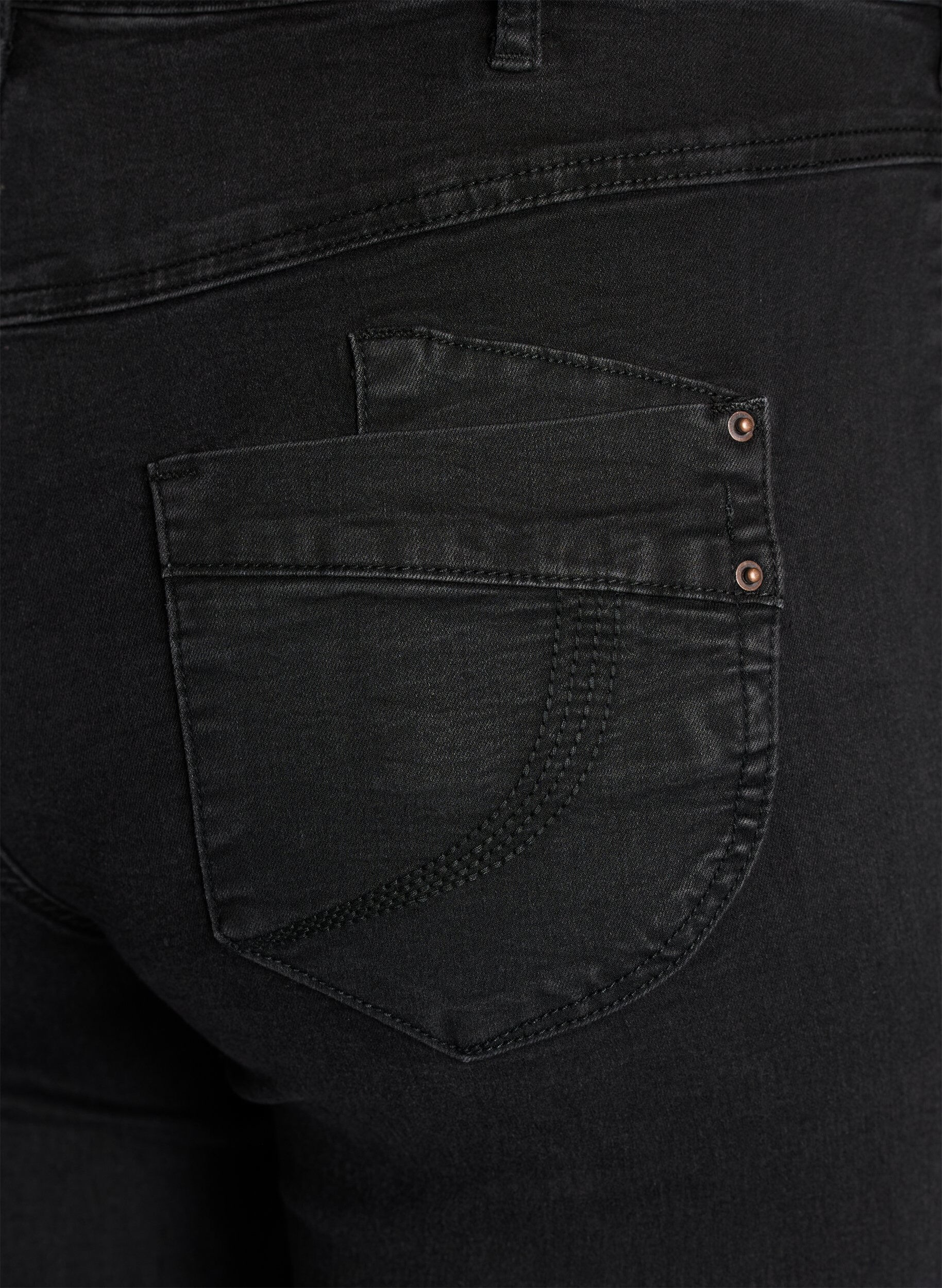 Zizzi Regular fit Gemma jeans met hoge taille, Zwart, Packshot image number 3