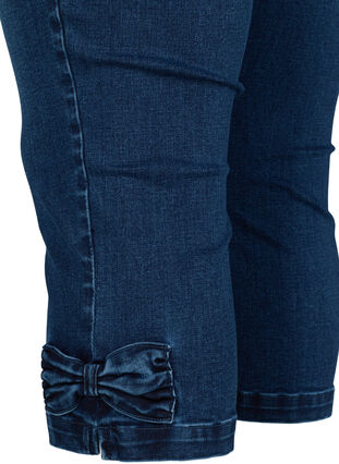 Denim capri broek met strikje, Dark blue denim, Packshot image number 3