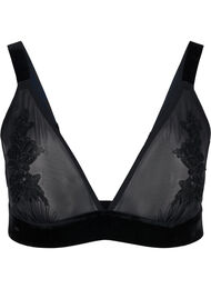 Mesh bh met velours en kant, Black