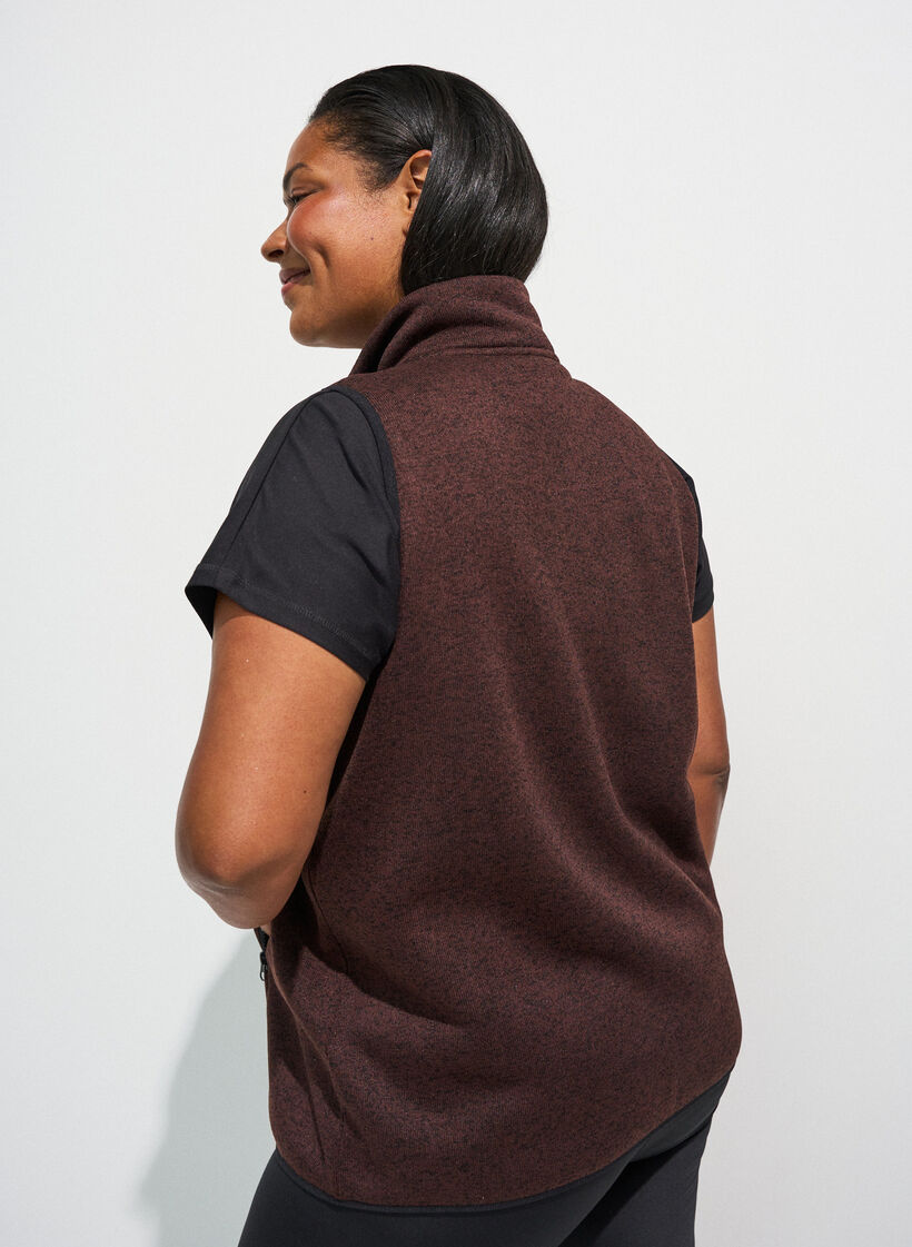 Vest met hoge hals en ritssluiting, Bruin, Model image number 1