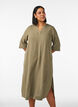 Midi-jurk in linnen en viscose met 1/2 mouwen, Groen, Model image number 0