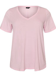 T-shirt met korte mouwen en V-hals, Roze