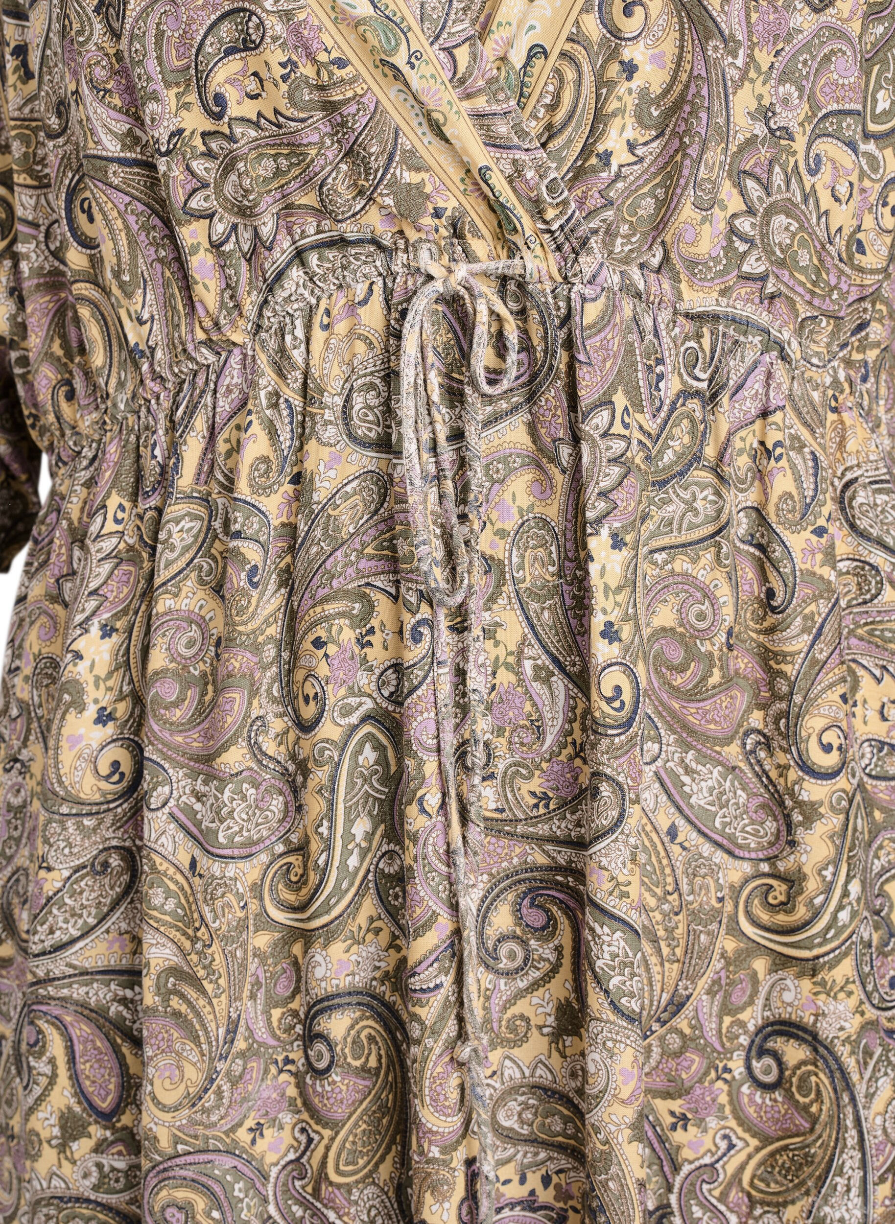 ZizziMaxi-jurk van viscose met een paisleyprint, Geel, Packshot image number 2