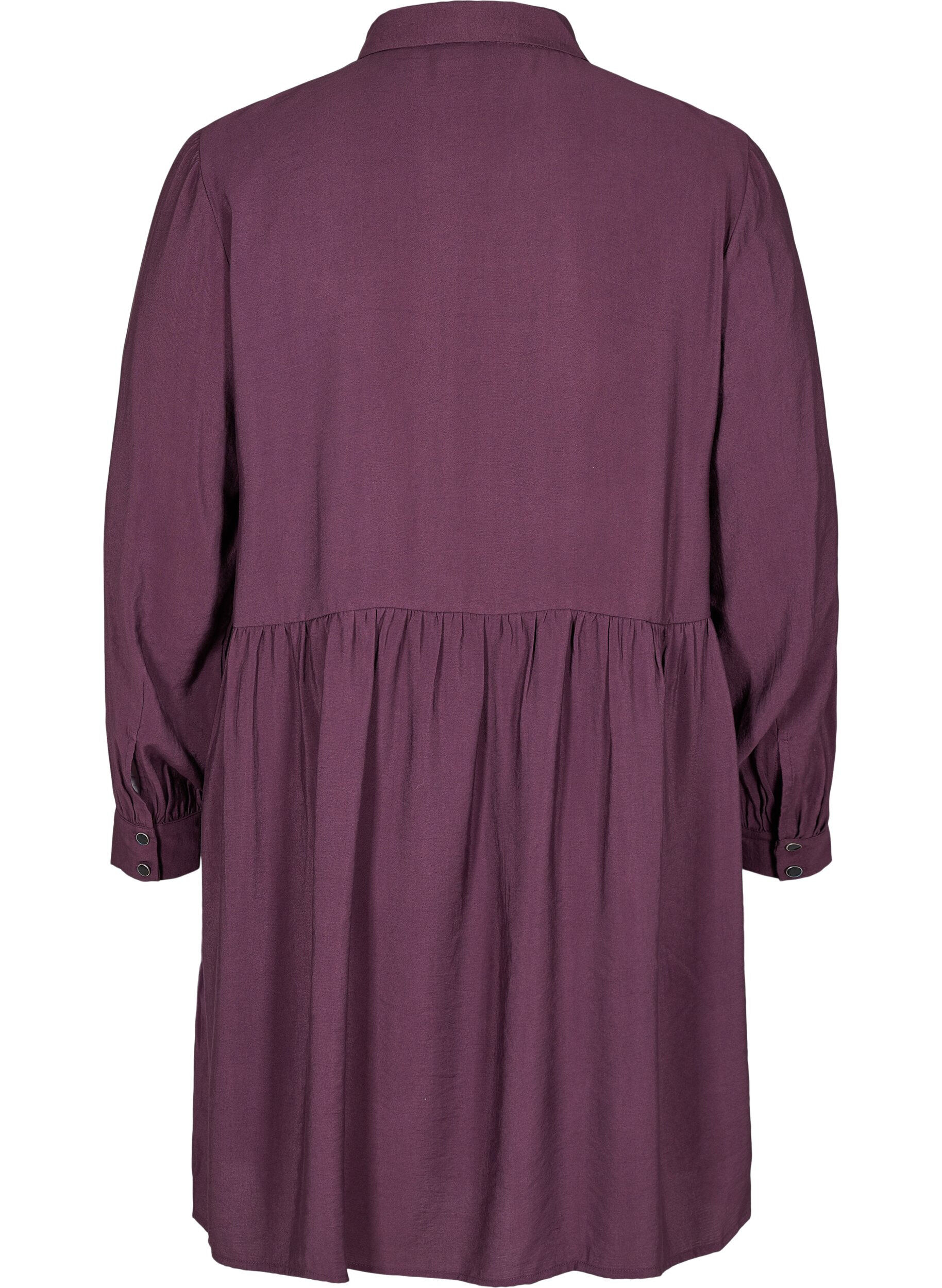 Zizzi Blouse jurk in effen kleur met a-lijn, Plum Perfect, Packshot image number 1