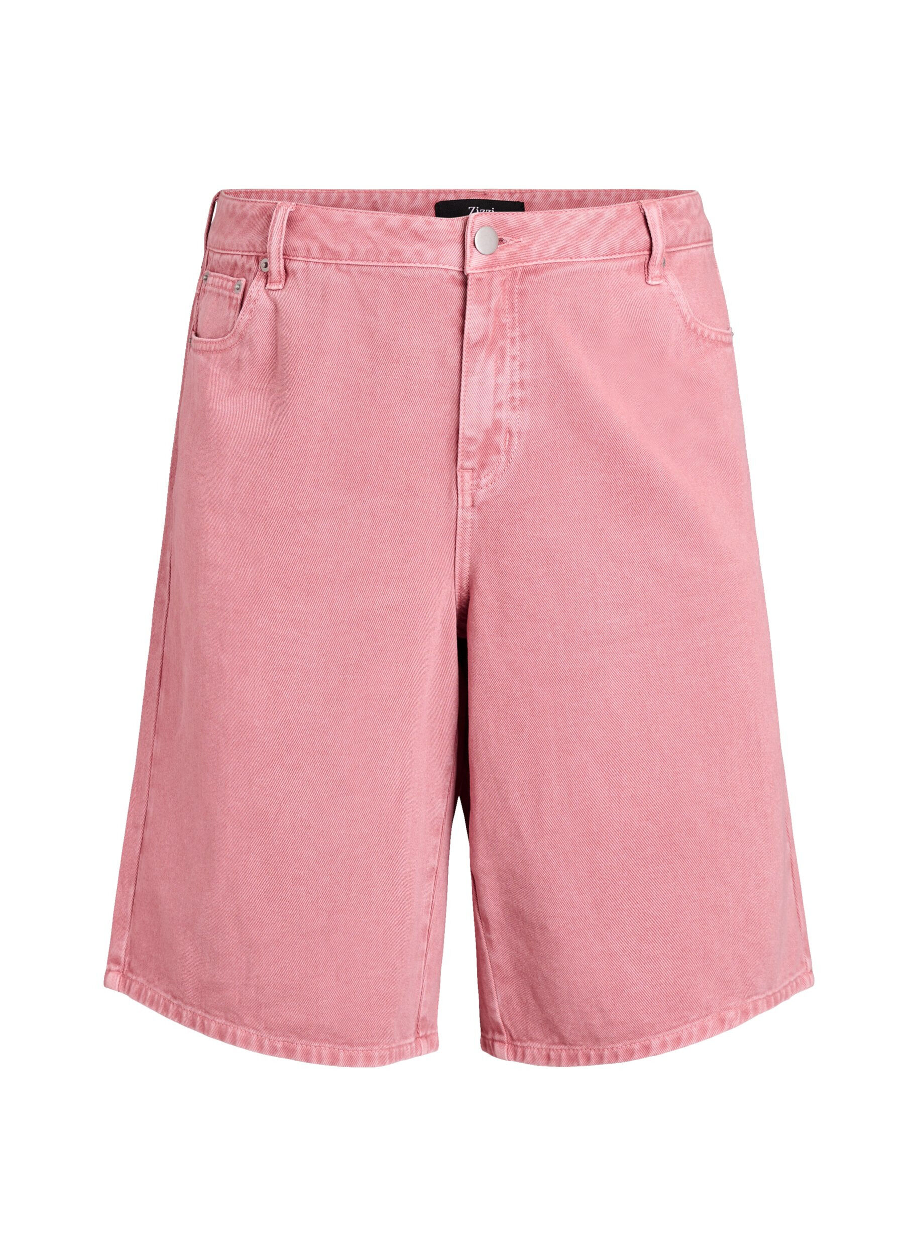 High-waist gekleurde denim bermudashorts