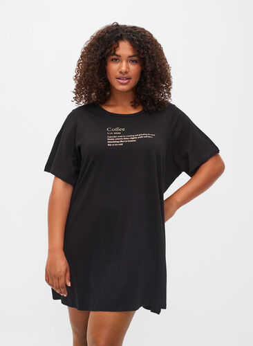 Oversized slaap t-shirt van biologisch katoen, Black W. coffee, Model image number 0