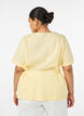 Blouse in een katoenmix met V-hals en striklint, Geel, Model image number 2