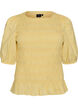 Smock blouse met volantzoom en boothals, Geel, Packshot image number 0