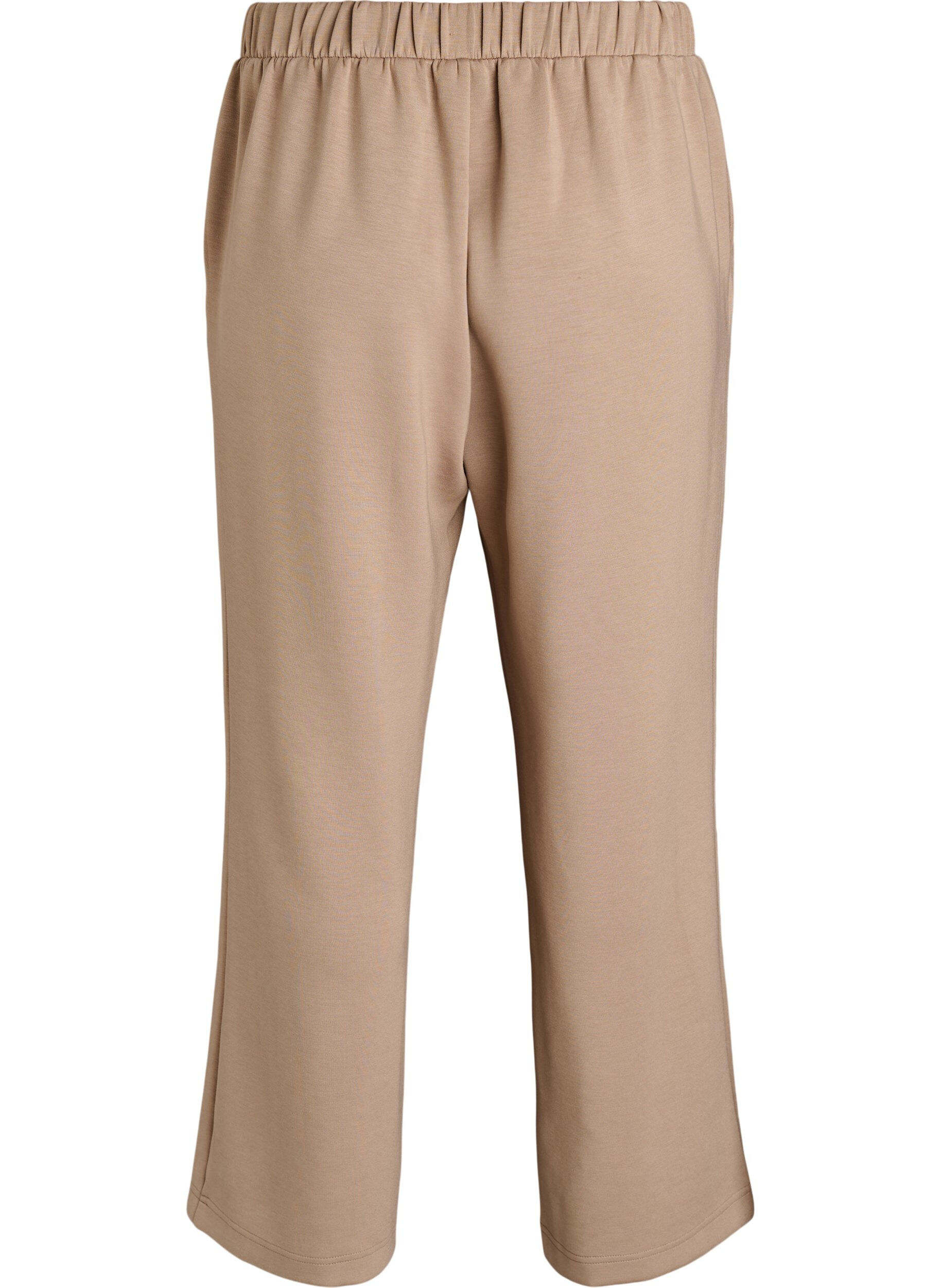 Zizzi High-waist loungebroek met rechte pijpen, Beige, Packshot image number 1
