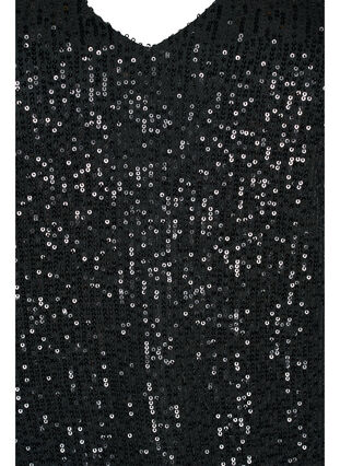 Mouwloze pailletten top met v-hals, Black, Packshot image number 2