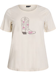 FLASH - T-shirt met print, Beige