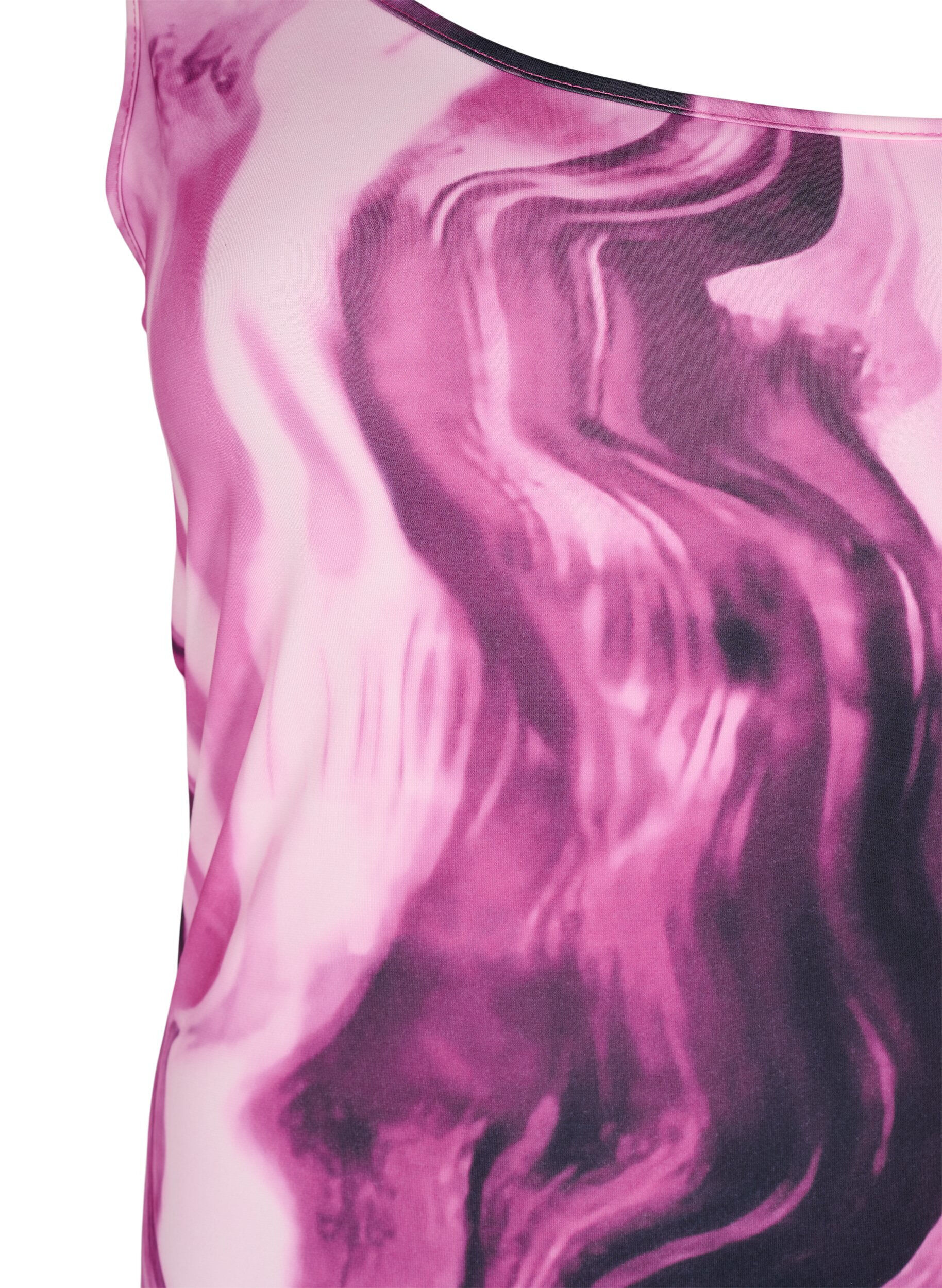 Zizzi Nauwsluitende one-shoulder jurk met print, Raspberry Rose AOP, Packshot image number 2