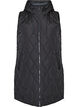 Halflang gewatteerd gilet met capuchon, Zwart, Packshot image number 0