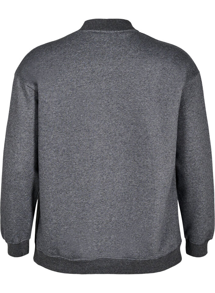 Sweatshirt met hoge kraag en lange mouwen, Grijs, Packshot image number 1