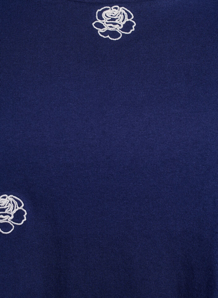T-shirt in biologisch katoen met geborduurde motieven, Blauw, Packshot image number 2