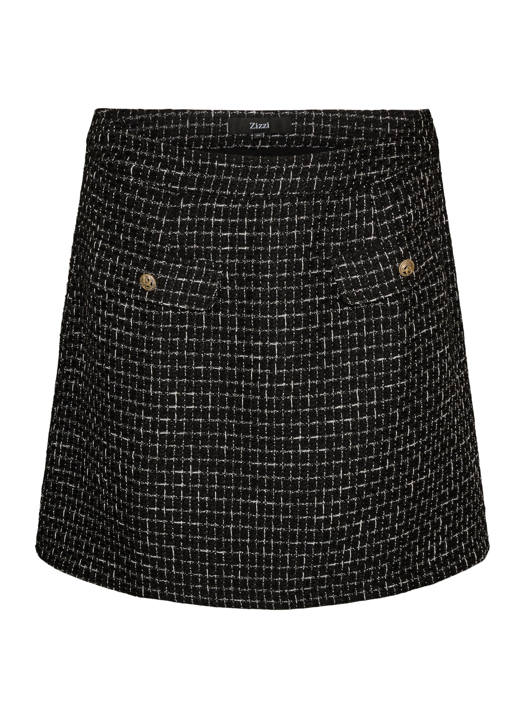 ZizziKorte boucl&eacute; rok, Zwart, Packshot image number 0