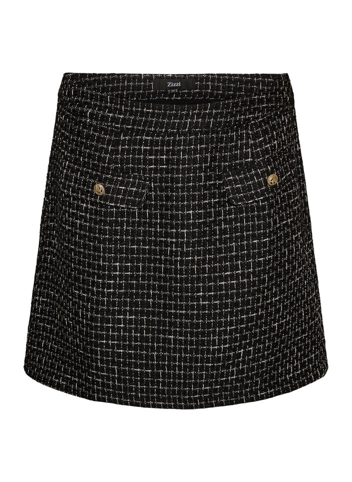 Korte boucl&eacute; rok, Zwart, Packshot image number 0