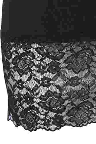 Lange katoenen top met kanten rand, Black, Packshot image number 2