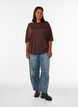 Losse pasvorm T-shirt in viscose jersey, Bruin, Model image number 1
