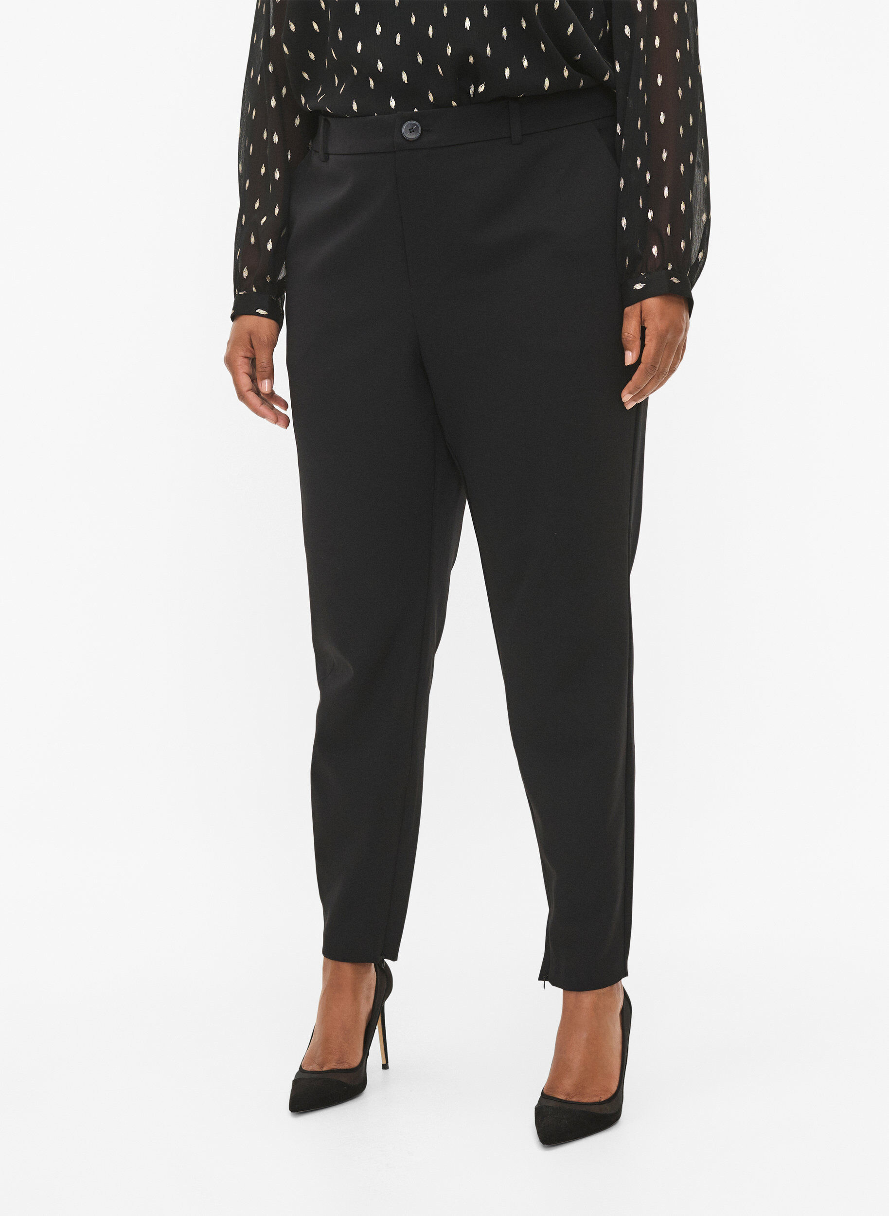 Zizzi Broek met rits bij de enkel, Black, Model image number 2