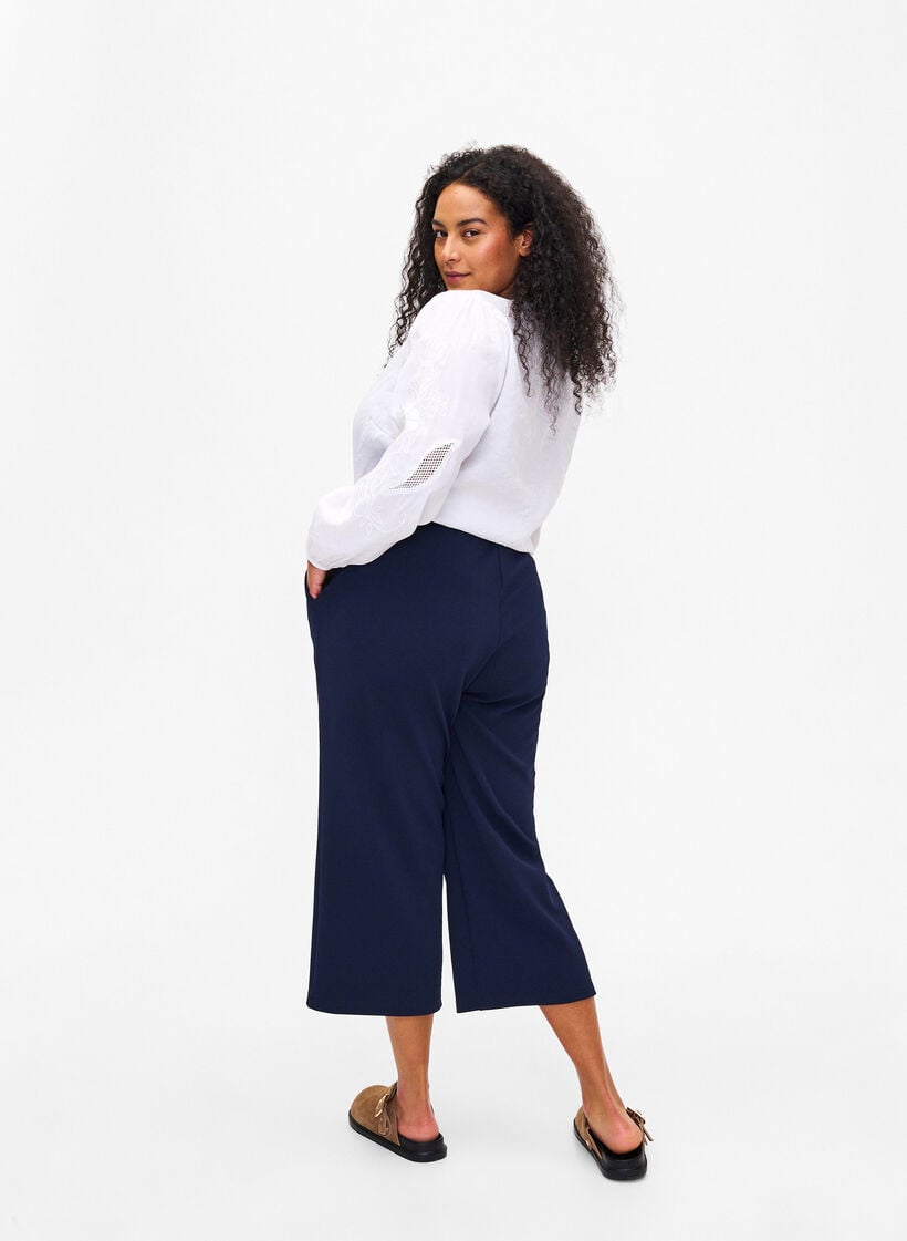Losse broek met 7/8 lengte, Blauw, Model image number 1
