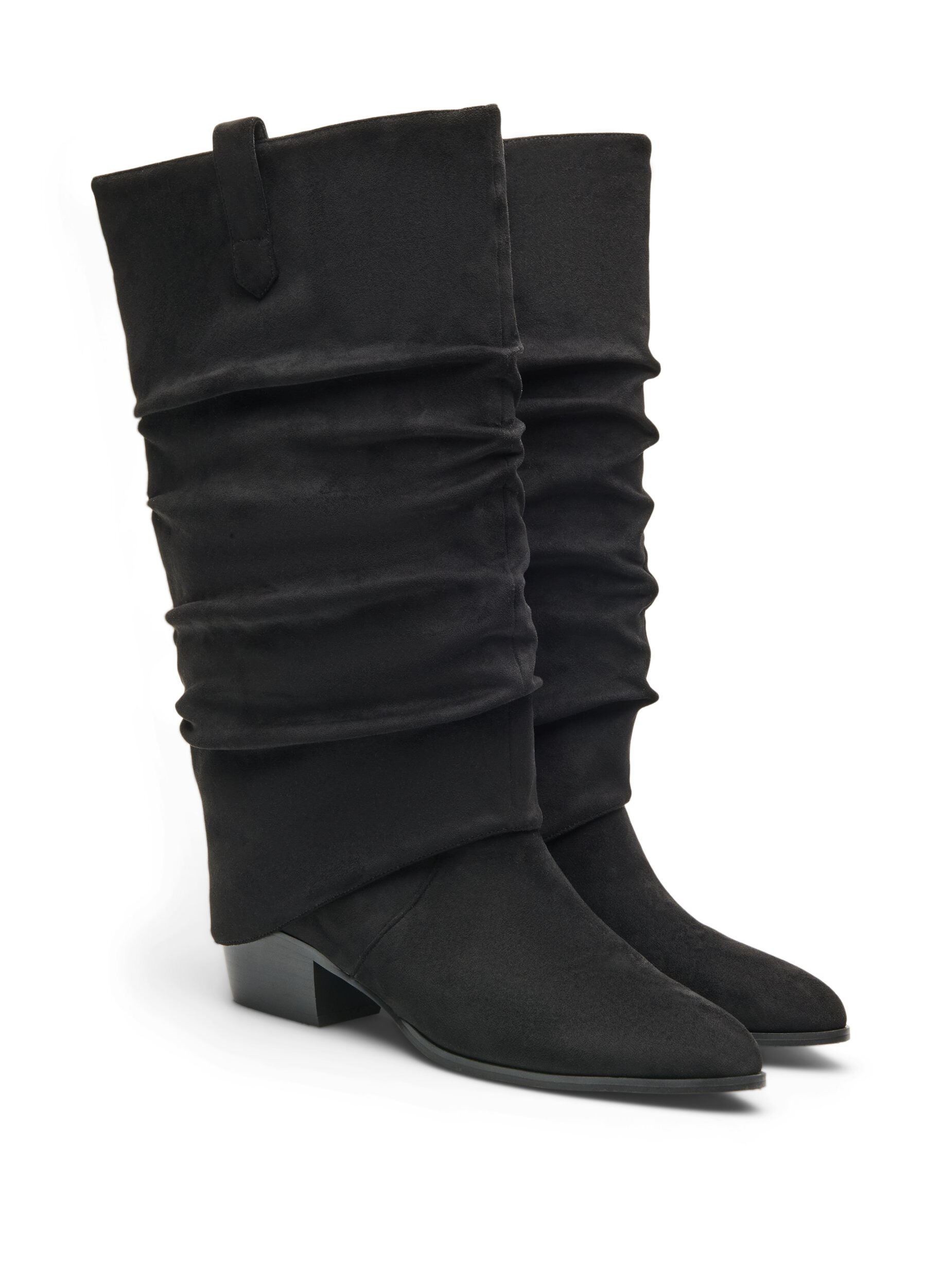 ZizziLange laars met su&egrave;de-look en een afneembare schacht, Zwart, Packshot image number 1