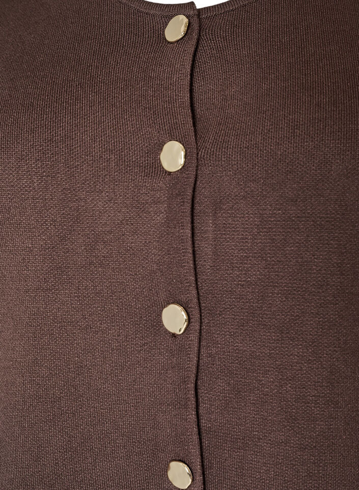 Mouwloze breisel vest met decoratieve knopen, Bruin, Packshot image number 2