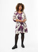 Bedrukte jurk met V-hals en 3/4 mouwen, D.Purple Graphic AOP, Model image number 2