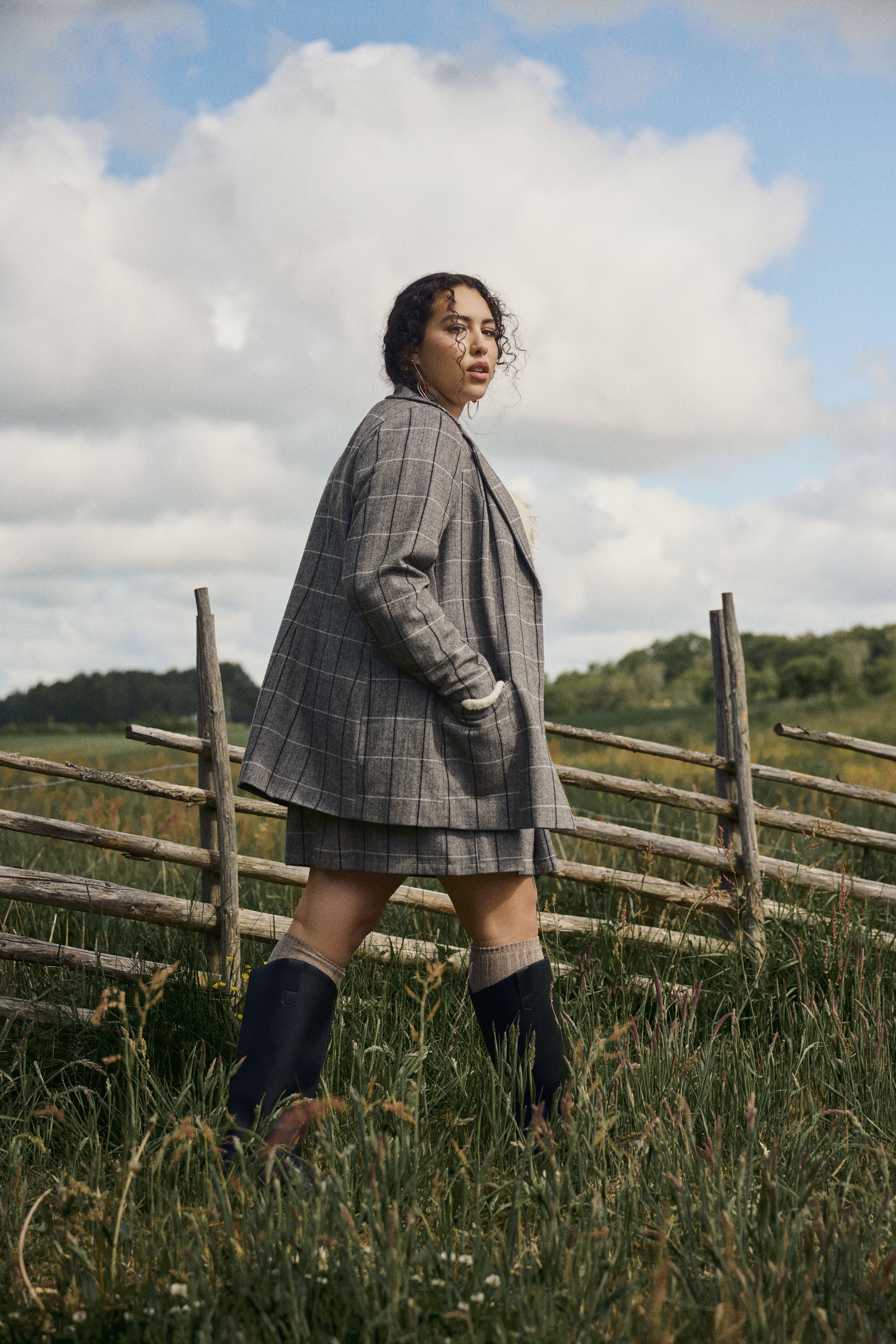 Zizzi Set met grijze ruitjes, , Model