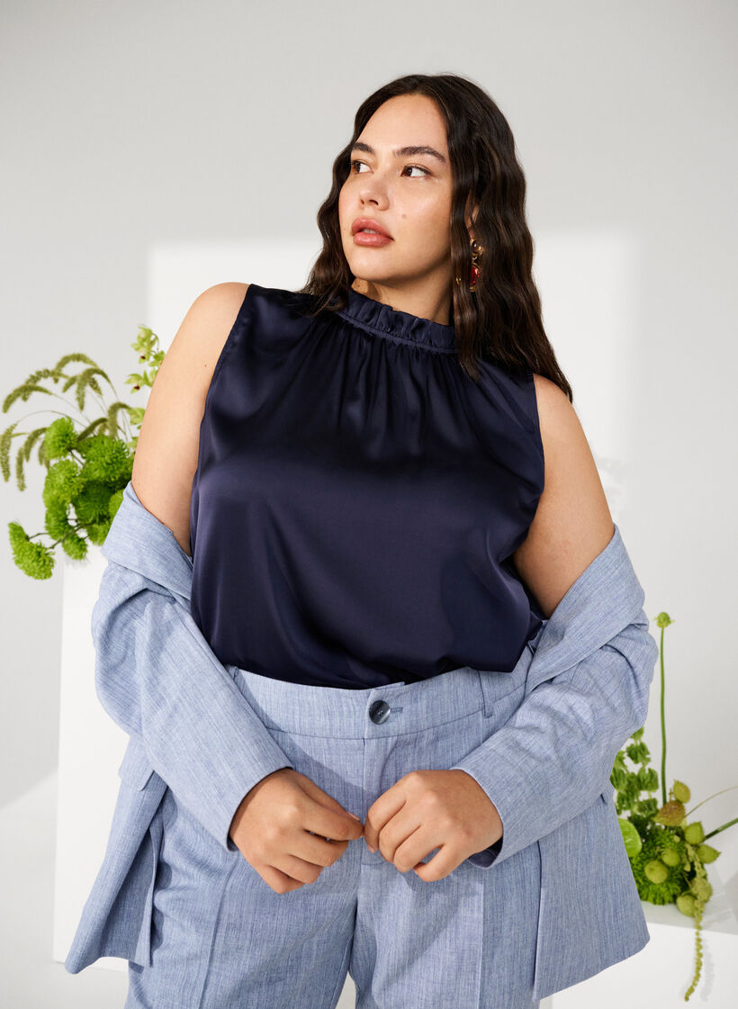 Mouwloos feestelijk topje van satijn, Night Sky, Image image number 0