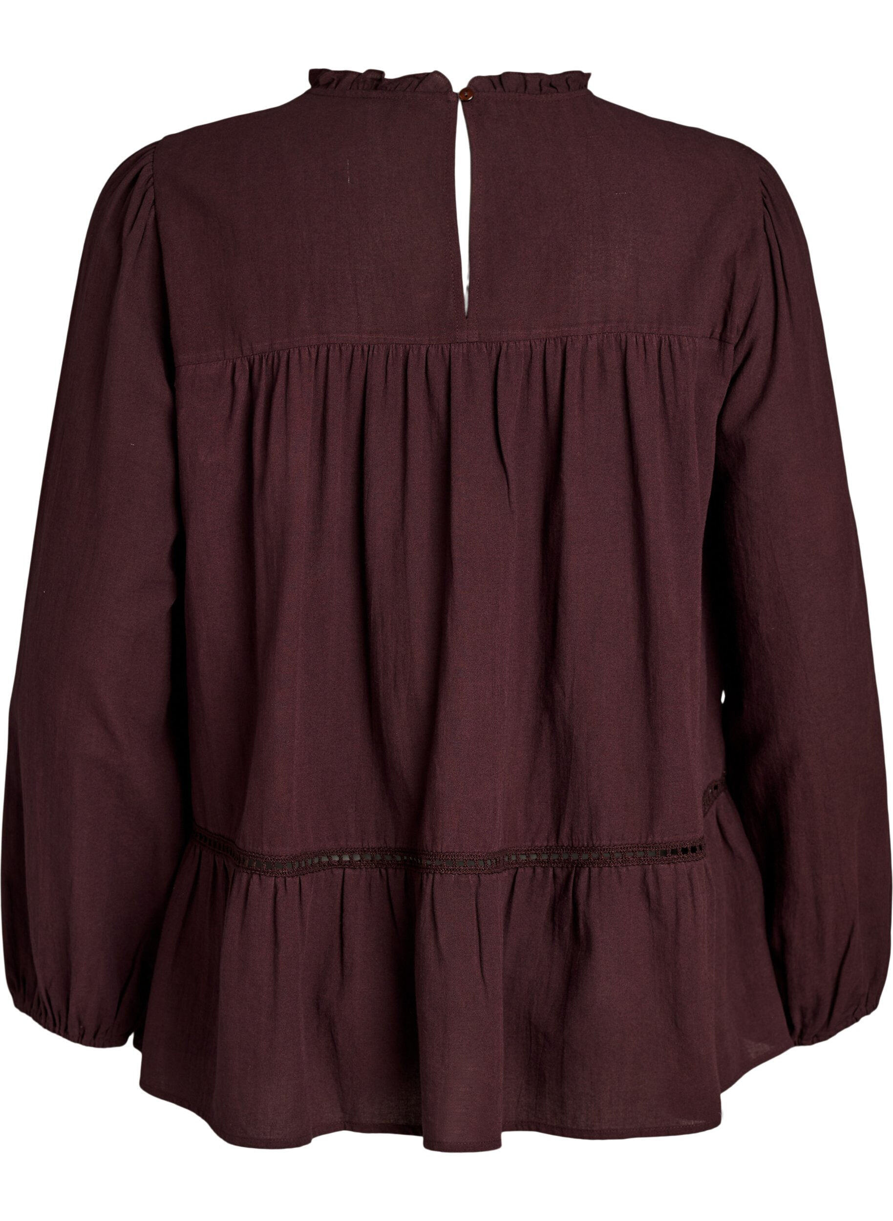 ZizziBlouse met borduurwerk en sierlijke oogjesrandafwerking, Donker Bordeaux, Packshot image number 1