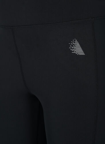 Cropped sportlegging met zakje en reflecterend, Black, Packshot image number 2