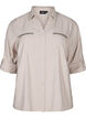 Shirt met studs en 3/4 mouwen, Beige, Packshot image number 0