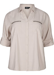 Shirt met studs en 3/4 mouwen, Beige