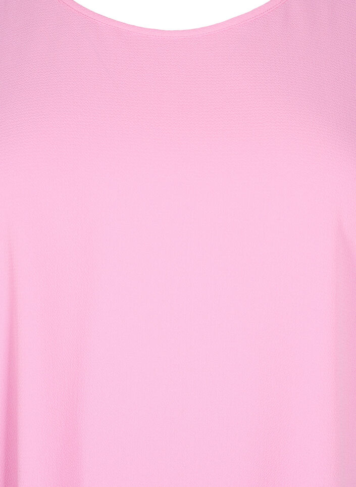 Blouse met korte mouwen en een ronde halslijn, Roze, Packshot image number 2