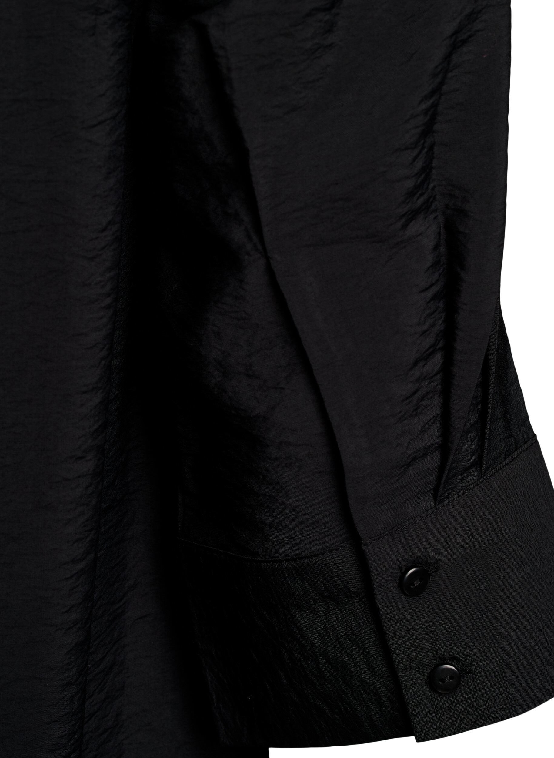 ZizziKorte jurk met kraag en borstzak, Zwart, Packshot image number 3