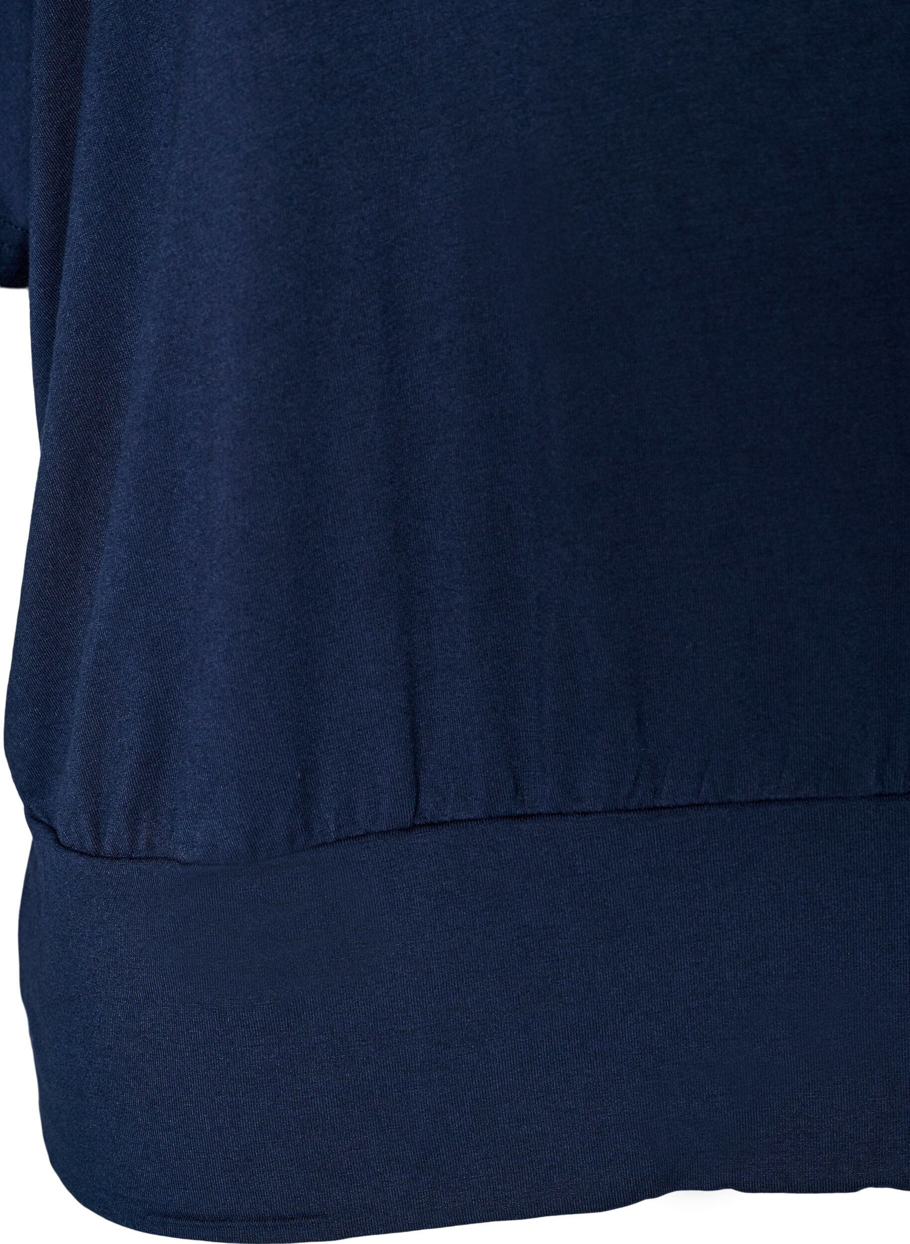 ZizziJersey blouse met halflange ballonmouwen, Blauw, Packshot image number 3