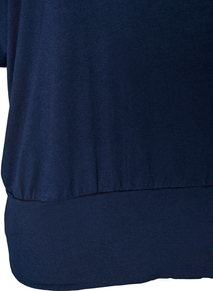 Jersey blouse met halflange ballonmouwen, Blauw, Packshot image number 3