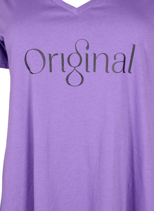 Katoenen t-shirt met tekstopdruk en v-hals, Deep Lavender ORI, Packshot image number 2