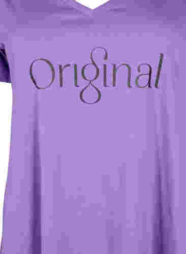 Katoenen t-shirt met tekstopdruk en v-hals, Deep Lavender ORI, Packshot image number 2