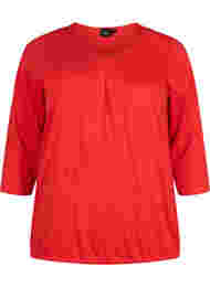 Katoenen blouse met 3/4 mouwen, Fiery Red