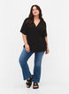 Viscose blouse met wikkel, Black, Model image number 2