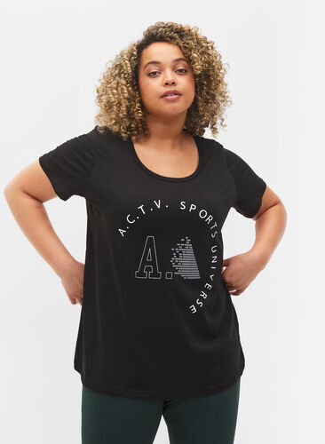 Sport-T-shirt met print, Black A.C.T.V, Model image number 0