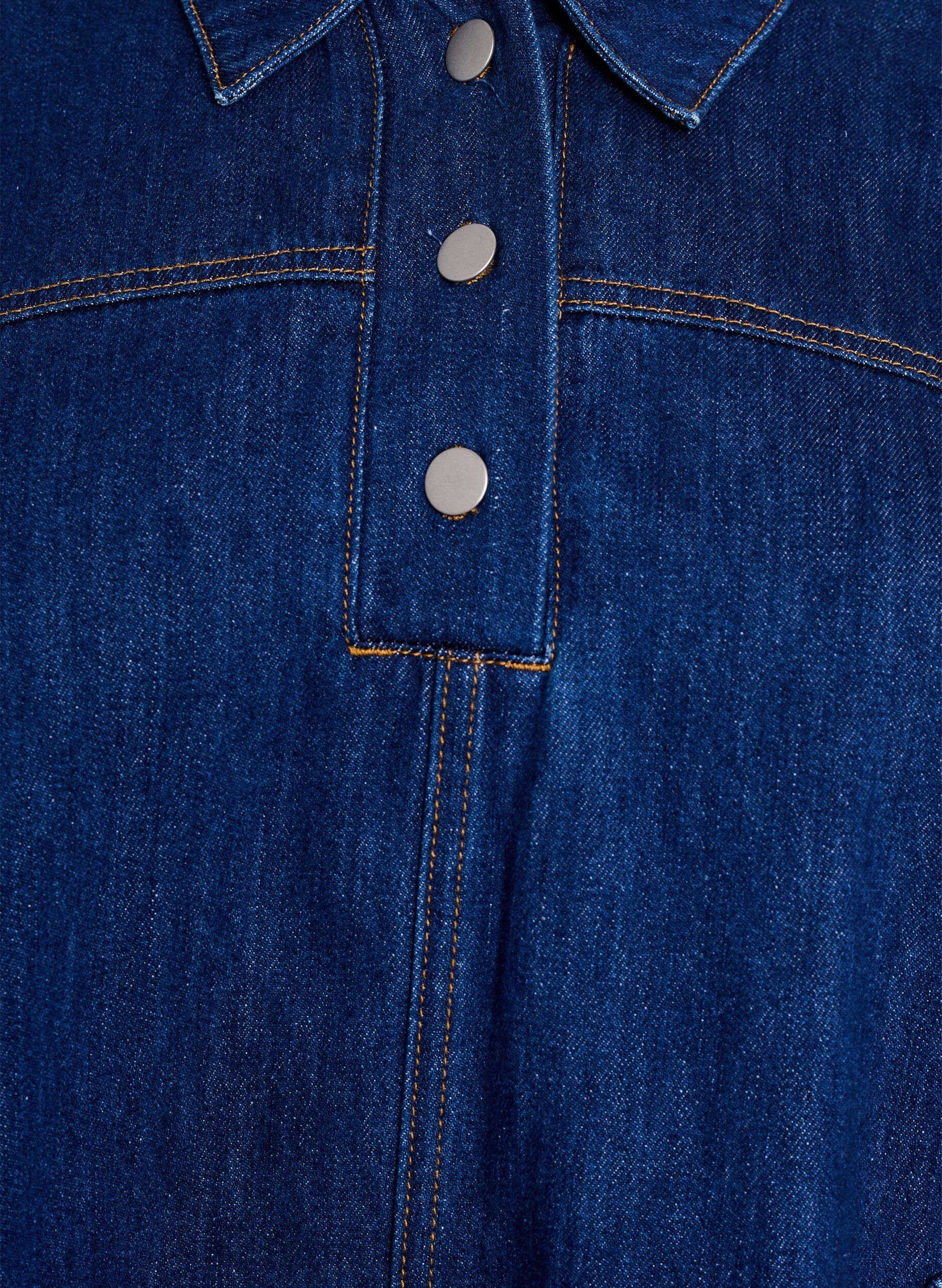 Zizzi Korte denimjurk met kraag en knoopsluiting, Blauw, Packshot image number 2