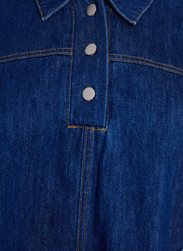 Korte denimjurk met kraag en knoopsluiting, Blauw, Packshot image number 2